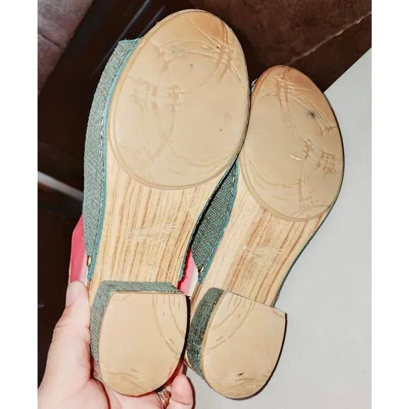 DANSKO MACI 7.5/8 Textured Sage Green Leather Slide On Mule Boho Clog Sandals