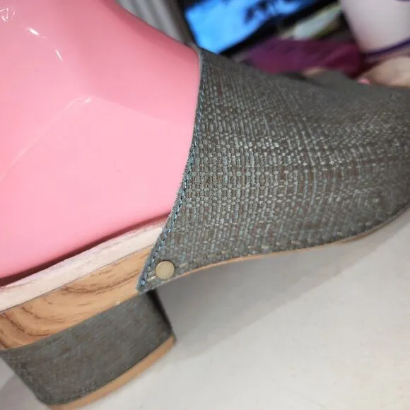 DANSKO MACI 7.5/8 Textured Sage Green Leather Slide On Mule Boho Clog Sandals
