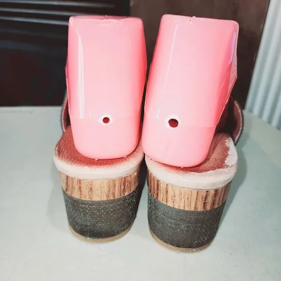 DANSKO MACI 7.5/8 Textured Sage Green Leather Slide On Mule Boho Clog Sandals