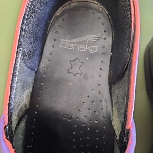 Dansko Orange &amp; Blue Metallic Custom Painted Medical Clogs 40