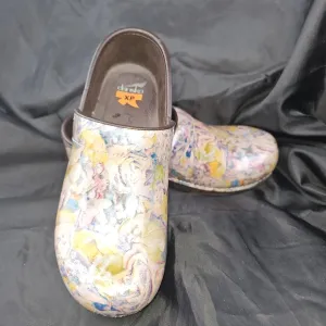 Dansko Pro XP Watercolor Floral Leather Slip On Clog Shoes 38 US Size 7.5-8 VGUC
