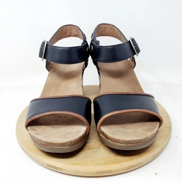 Dansko Sandals Womens 40 Debby Ankle Strap Black Brown Leather Boho Buckle Shoes
