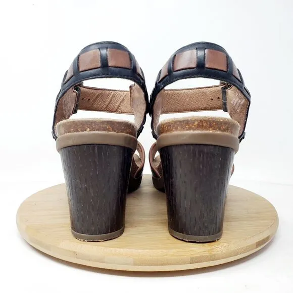 Dansko Sandals Womens 40 Debby Ankle Strap Black Brown Leather Boho Buckle Shoes