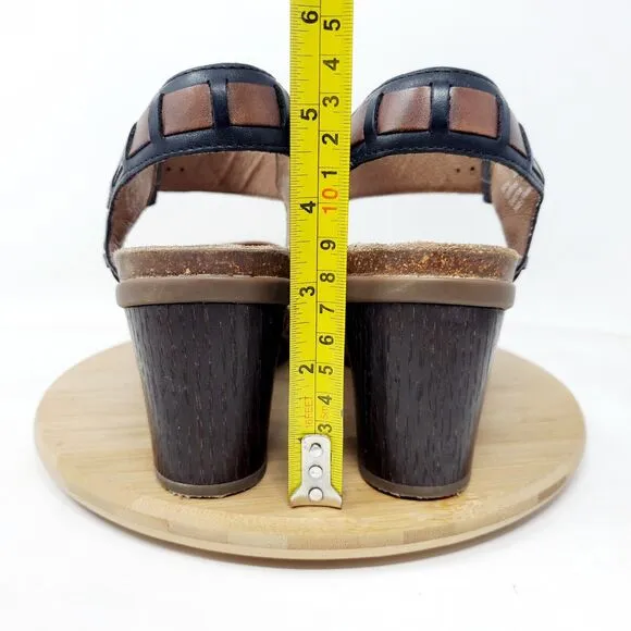 Dansko Sandals Womens 40 Debby Ankle Strap Black Brown Leather Boho Buckle Shoes