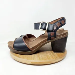 Dansko Sandals Womens 40 Debby Ankle Strap Black Brown Leather Boho Buckle Shoes