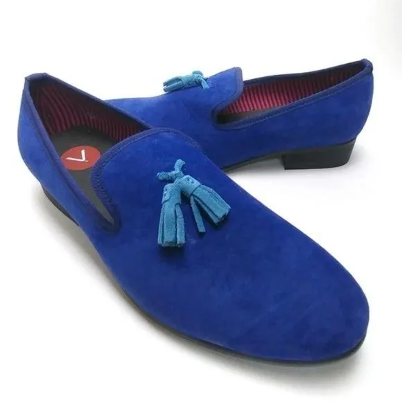 DARA Luxury Velvet BLUE Men's Smoking Slippers  |  NEW W/O BOX  |  SHIPS FREE!!!