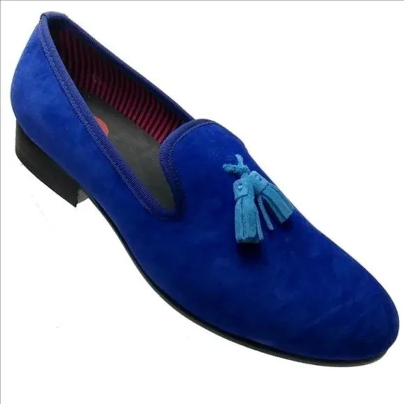 DARA Luxury Velvet BLUE Men's Smoking Slippers  |  NEW W/O BOX  |  SHIPS FREE!!!