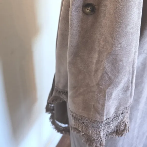 DAVI&amp;DANI Buttery Soft Faux Suede Boho Duster Cardigan Jacket 2XL TAUPE