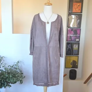 DAVI&amp;DANI Buttery Soft Faux Suede Boho Duster Cardigan Jacket 2XL TAUPE