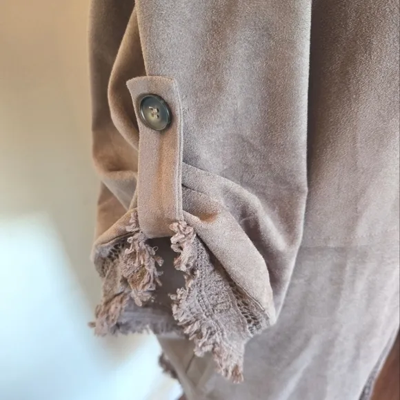 DAVI&amp;DANI Buttery Soft Faux Suede Boho Duster Cardigan Jacket 2XL TAUPE