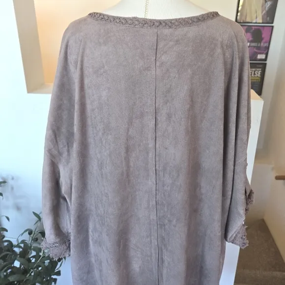 DAVI&amp;DANI Buttery Soft Faux Suede Boho Duster Cardigan Jacket 2XL TAUPE