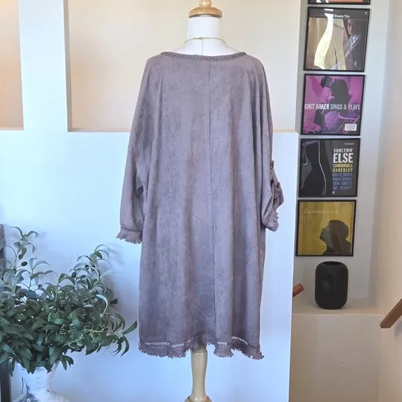 DAVI&amp;DANI Buttery Soft Faux Suede Boho Duster Cardigan Jacket 2XL TAUPE
