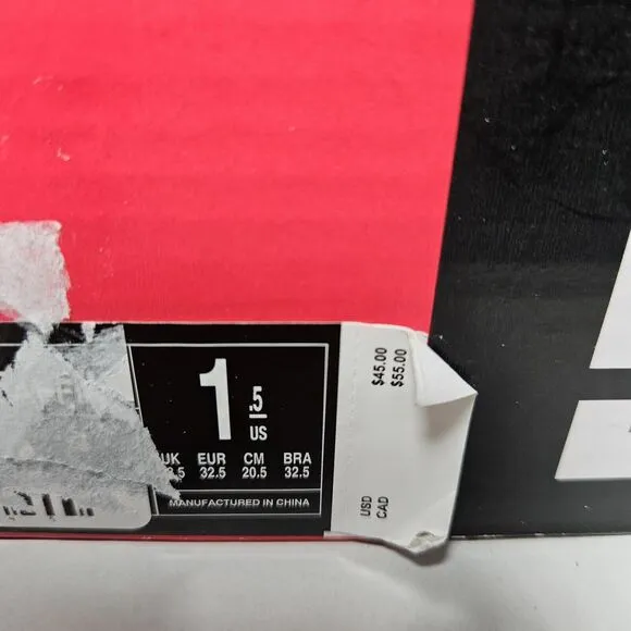 DC Shoes Kids Pink &amp; Black Size 1.5 Elastic Lace Shoes Black NEW In box