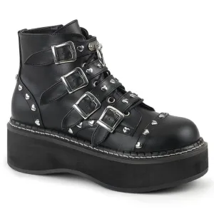 Demonia Emily 315 Black Buckled Platform Boots