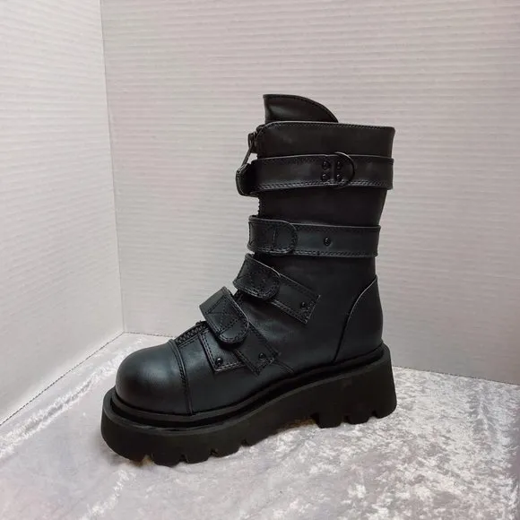 Demonia Renegade-55 Black Vegan Leather Combat Boots