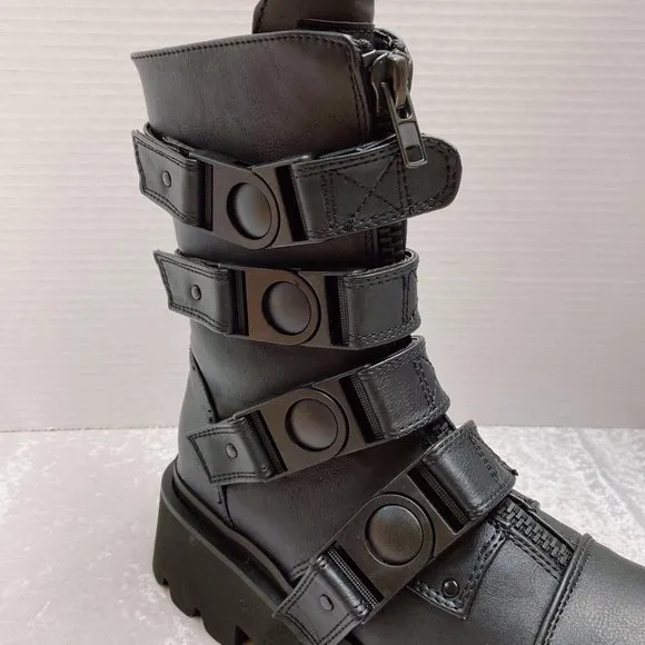 Demonia Renegade-55 Black Vegan Leather Combat Boots