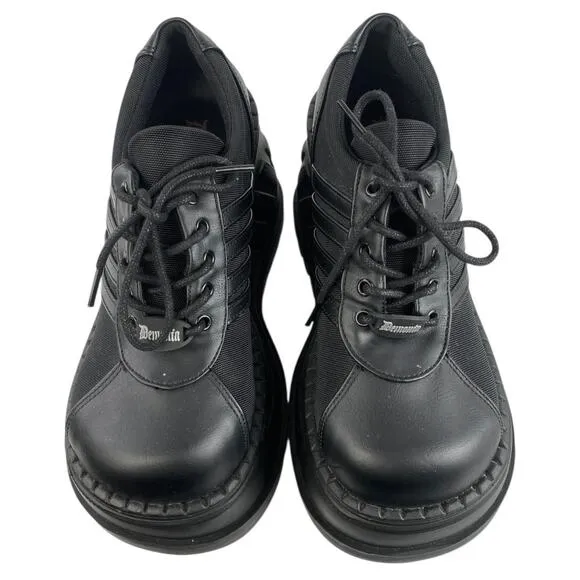 Demonia Womens Black Faux Leather Vegan Stomp-08 Lace Up Platform Shoes Size 7.5