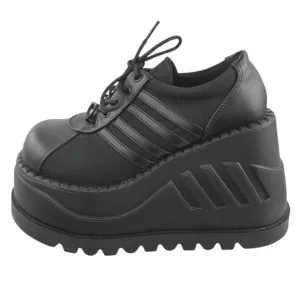 Demonia Womens Black Faux Leather Vegan Stomp-08 Lace Up Platform Shoes Size 7.5
