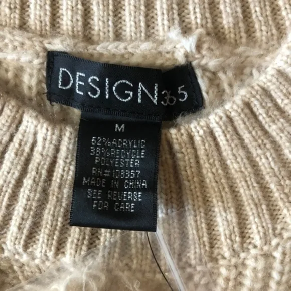 DESIGN 365 Cable-Knit Dropped-Shoulder Sweater w/Fringe Trim