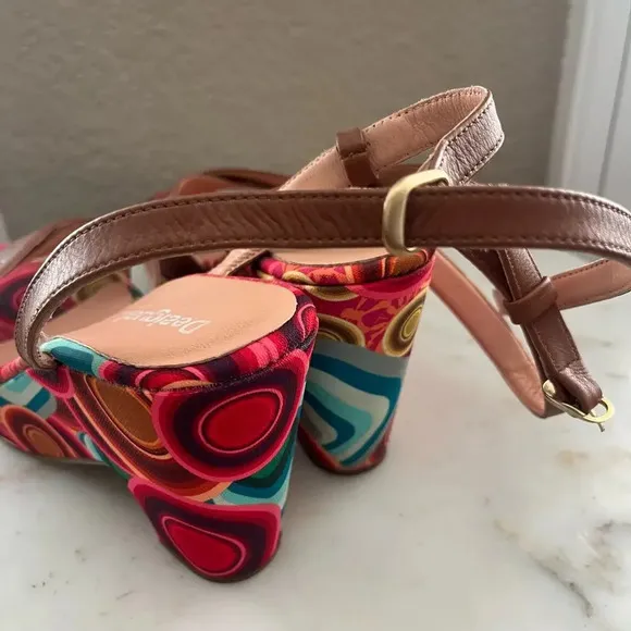 Desigual Wedge Sandals 70s Circles Bright Colorful Funky 37