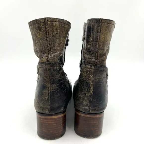 Diba West Haven Distressed Leather Boots Brown
