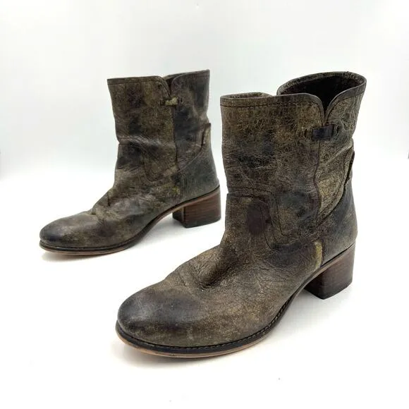 Diba West Haven Distressed Leather Boots Brown