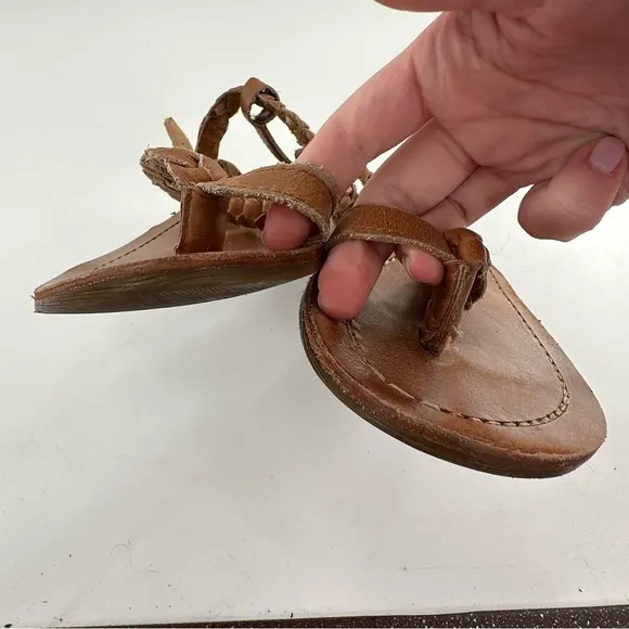 Diba womens sandals size 9 brown leather braided toe ring festival boho bohemian