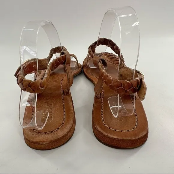 Diba womens sandals size 9 brown leather braided toe ring festival boho bohemian