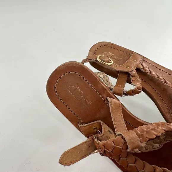 Diba womens sandals size 9 brown leather braided toe ring festival boho bohemian