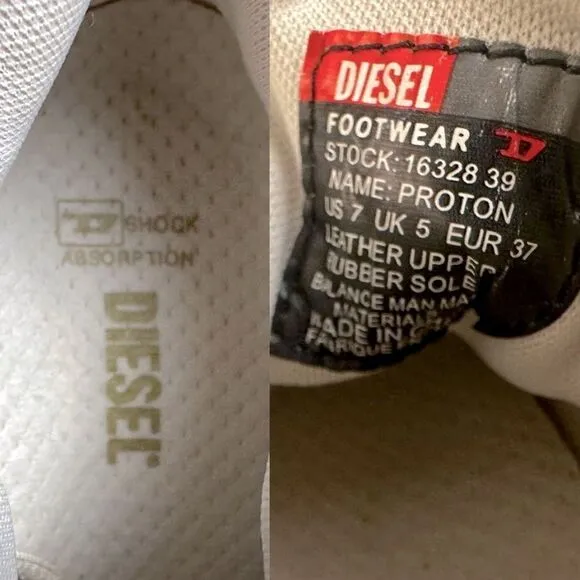 🔥🔥 DIESEL Proton Y2K Retro Sneakers Leather 2000 Vintage Size 7