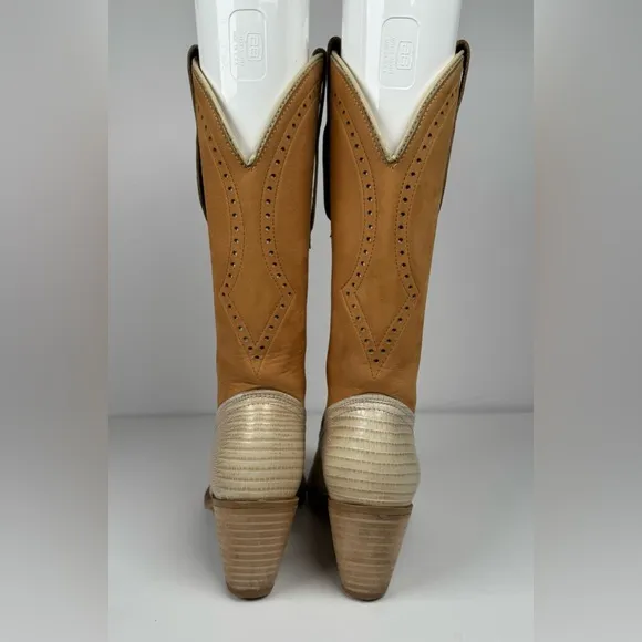 Dingo By Acme Suede Eoxtic Reptile Vintage Leather Boots Women’s Size 7M USA