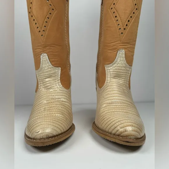 Dingo By Acme Suede Eoxtic Reptile Vintage Leather Boots Women’s Size 7M USA