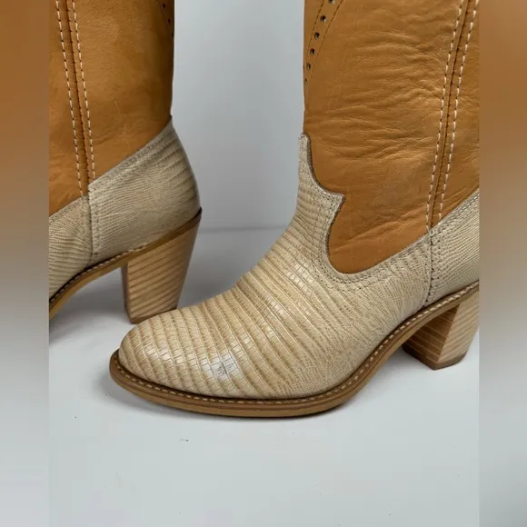 Dingo By Acme Suede Eoxtic Reptile Vintage Leather Boots Women’s Size 7M USA