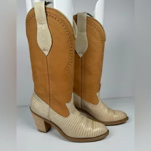 Dingo By Acme Suede Eoxtic Reptile Vintage Leather Boots Women’s Size 7M USA