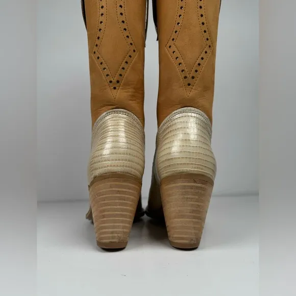 Dingo By Acme Suede Eoxtic Reptile Vintage Leather Boots Women’s Size 7M USA
