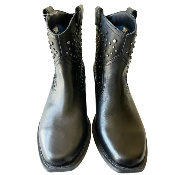DINGO Women's DUSTY Studded Black Leather Western Ankle Boots DI-150 Size 10M