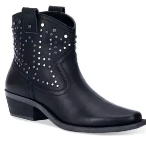 DINGO Women's DUSTY Studded Black Leather Western Ankle Boots DI-150 Size 10M
