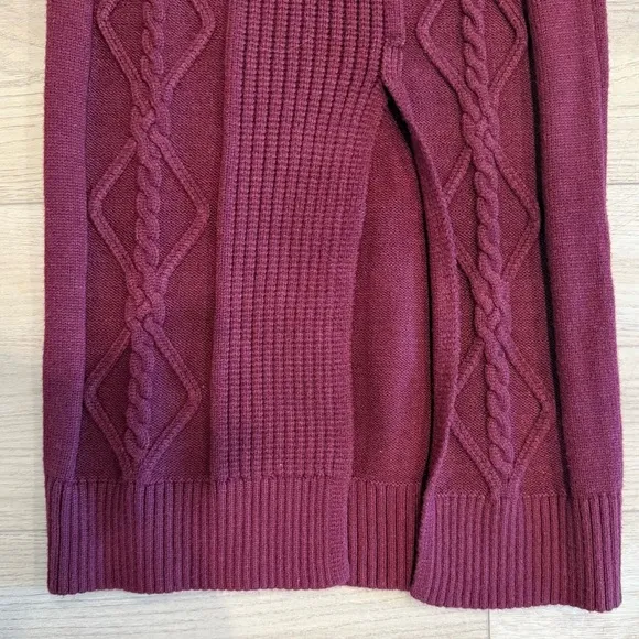 DKNY Women's Cable Knit Ribbed Sweater Midi Skirt Viscose Burgundy Small NEW