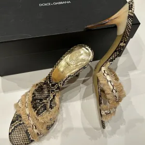 Dolce &amp; Gabbana Women's Snakeskin Heels - Black and Tan