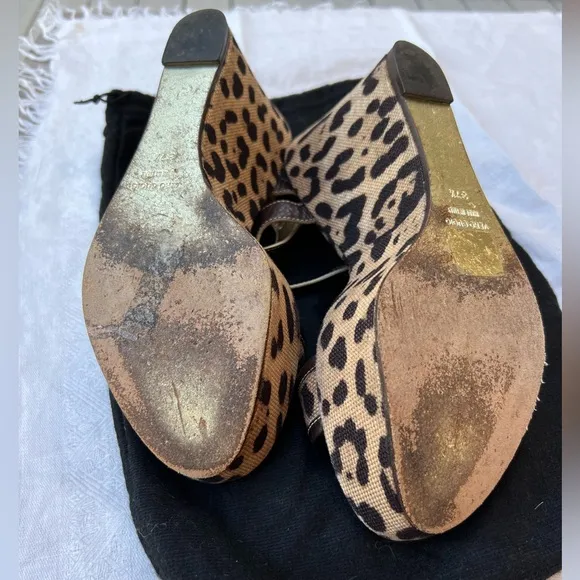 Dolce and Gabbana vintage linen  animal print platform sandals.
