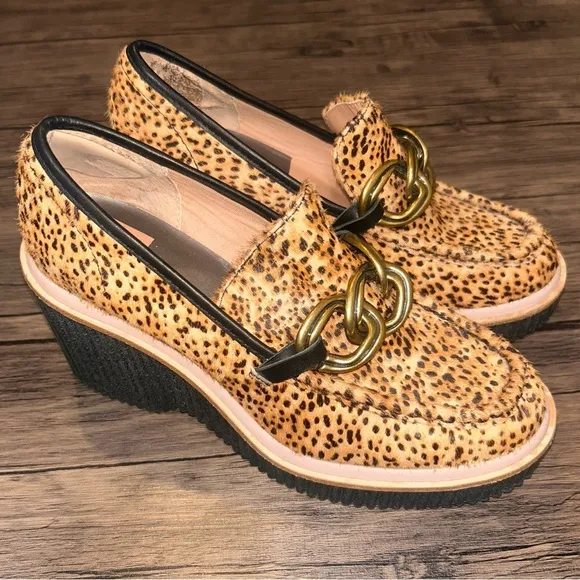 Dolce Vita Brenan Wedge Leopard Calf Hair Shoes Women's Size 7.5