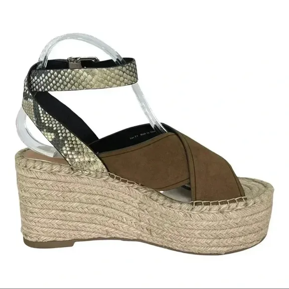 Dolce Vita Carsie Olive Nubuck Leather Espadrille Platform Womens Sandals