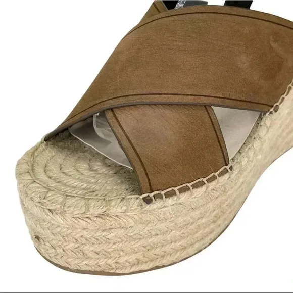Dolce Vita Carsie Olive Nubuck Leather Espadrille Platform Womens Sandals