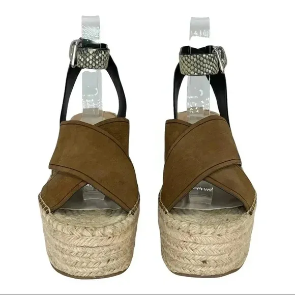 Dolce Vita Carsie Olive Nubuck Leather Espadrille Platform Womens Sandals