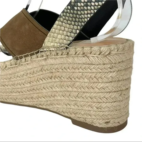 Dolce Vita Carsie Olive Nubuck Leather Espadrille Platform Womens Sandals