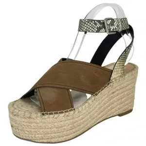 Dolce Vita Carsie Olive Nubuck Leather Espadrille Platform Womens Sandals