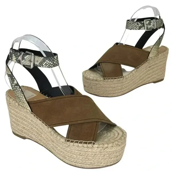 Dolce Vita Carsie Olive Nubuck Leather Espadrille Platform Womens Sandals