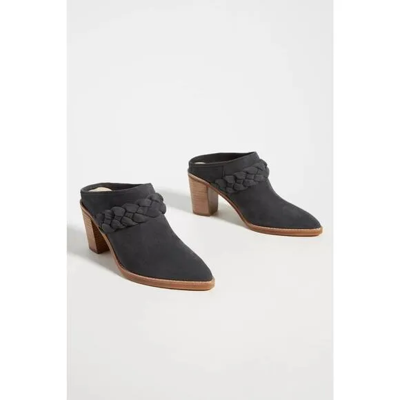 Dolce Vita Classic Serla Suede Pointed Toe High Heel Mules Black Size 6 NWT