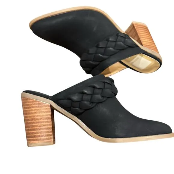 Dolce Vita Classic Serla Suede Pointed Toe High Heel Mules Black Size 6 NWT