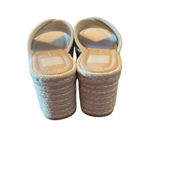 Dolce Vita Eldora Raffia Criss Cross Platform Slide Sandals Neutral NEW 7.5